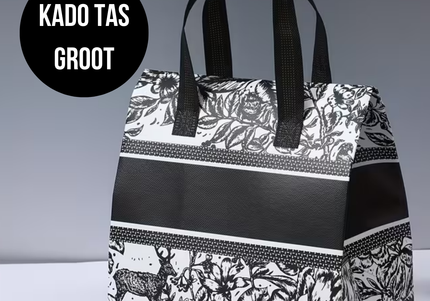 KADO TAS LUXE groot zwart/wit
