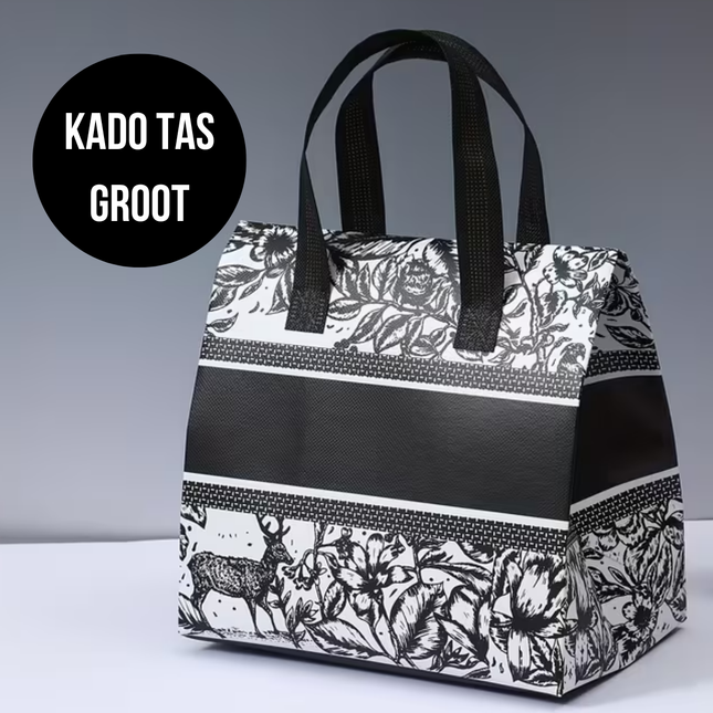 KADO TAS LUXE groot zwart/wit