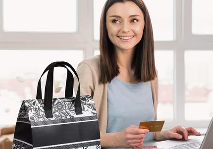 KADO TAS LUXE groot zwart/wit