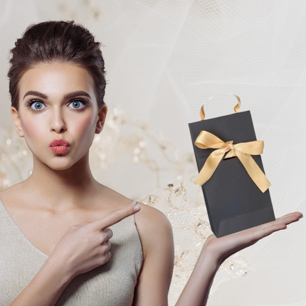 Kado tasje zwart met GOUDEN strik 10x6x22